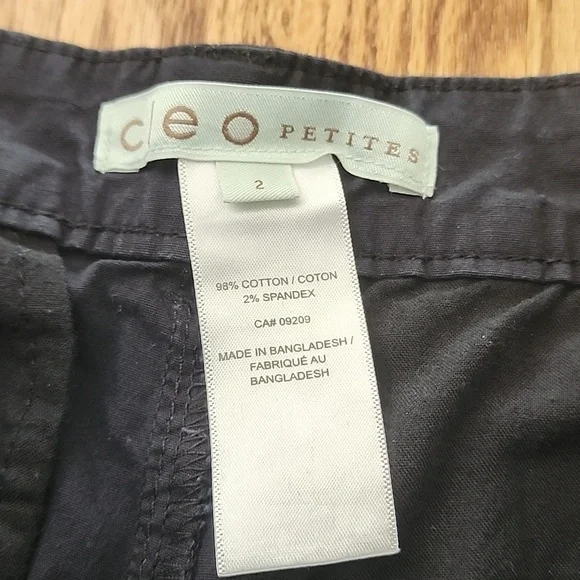 (2) Cleo Petites Slim Cargo Shorts Classic Black - Picture 3 of 9